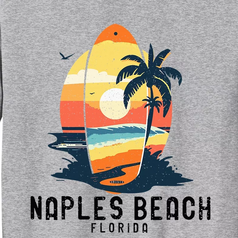 Naples Beach Florida Surfboard Waves Beach Tall Sweatshirt