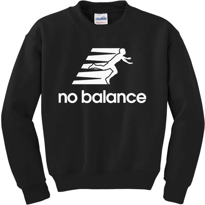 No Balance Funny Running Logo Parody No Balance Kids Sweatshirt