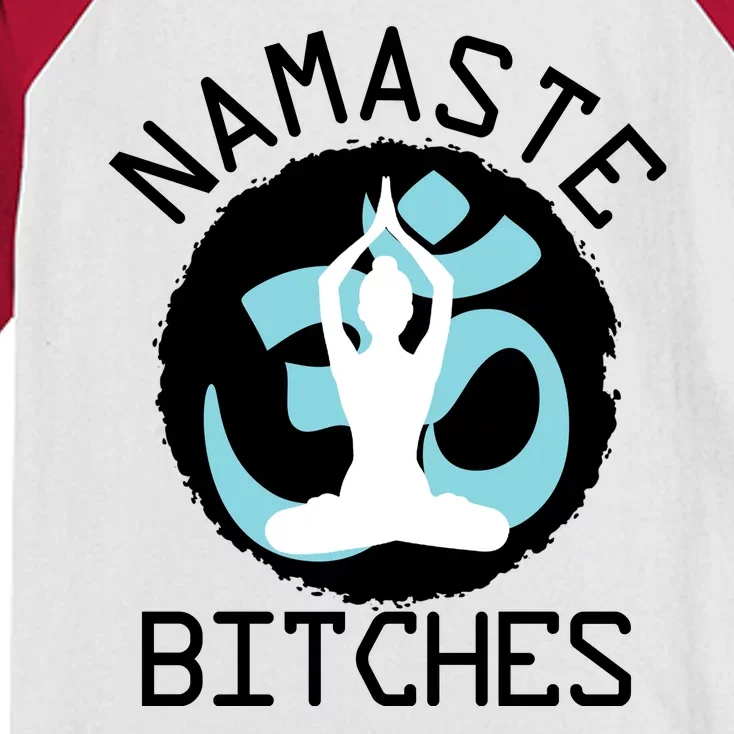 Namaste Bitches Funny Yoga Kids Colorblock Raglan Jersey