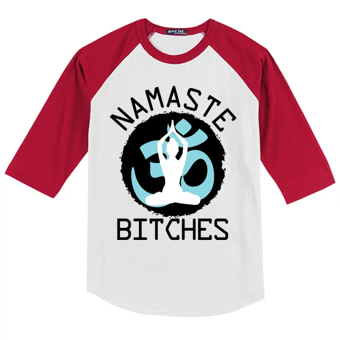 Namaste Bitches Funny Yoga Kids Colorblock Raglan Jersey