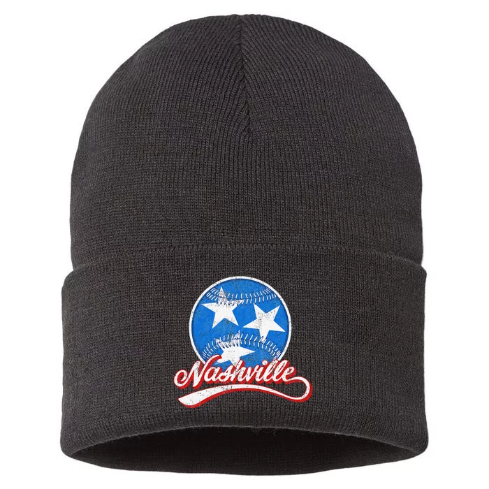 Nashville Baseball Faded Sustainable Knit Beanie