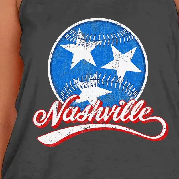 Nashville Baseball Faded Women's Knotted Racerback Tank