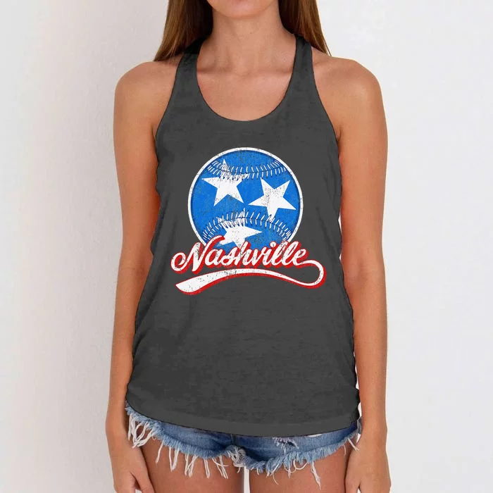 Nashville Baseball Faded Women's Knotted Racerback Tank