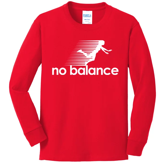 No Balance Funny Spoof Kids Long Sleeve Shirt