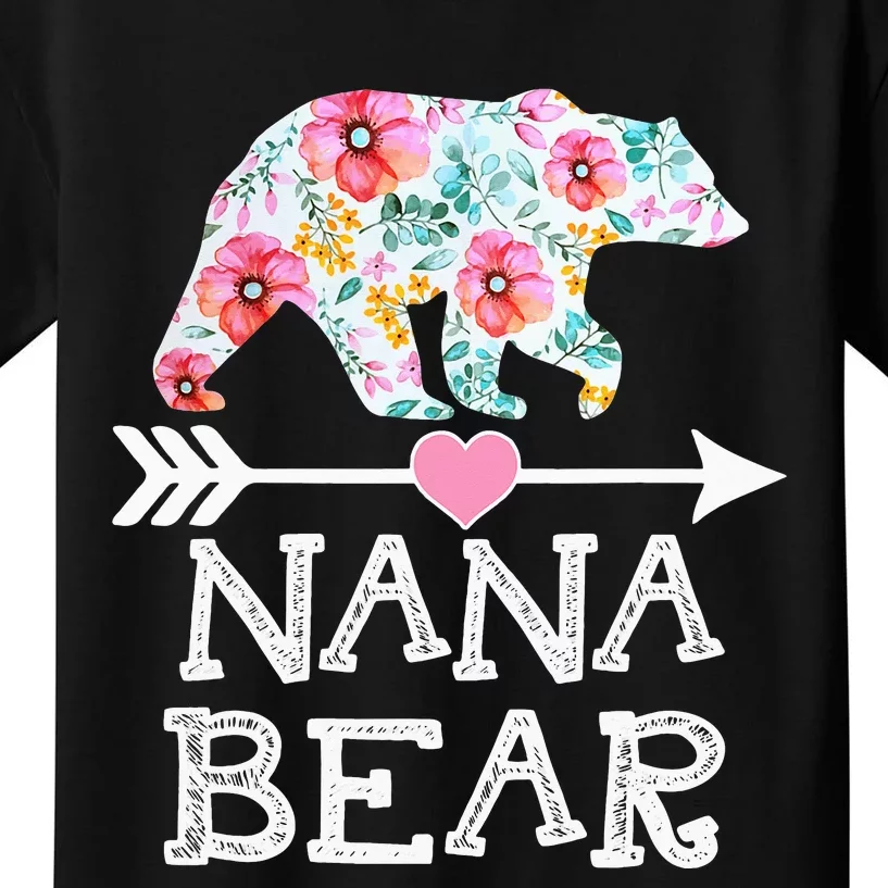 Nana Bear Floral Family Mother's Day Gifts Mom Nana Kids T-Shirt