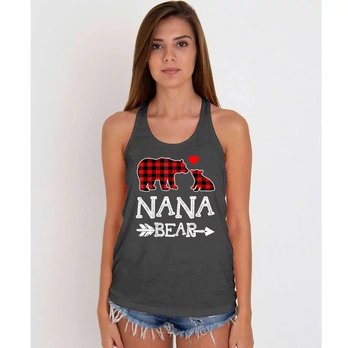 Nana Bear Gift Red Buffalo Plaid Grandma Bear Pajama Funny Gift Women's Knotted Racerback Tank