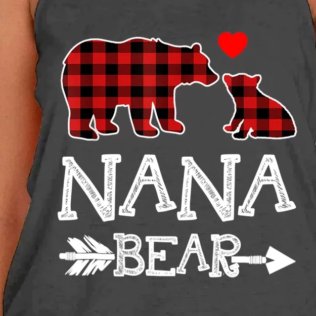 Nana Bear Gift Red Buffalo Plaid Grandma Bear Pajama Funny Gift Women's Knotted Racerback Tank