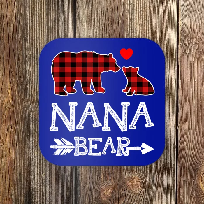 Nana Bear Gift Red Buffalo Plaid Grandma Bear Pajama Funny Gift Coaster