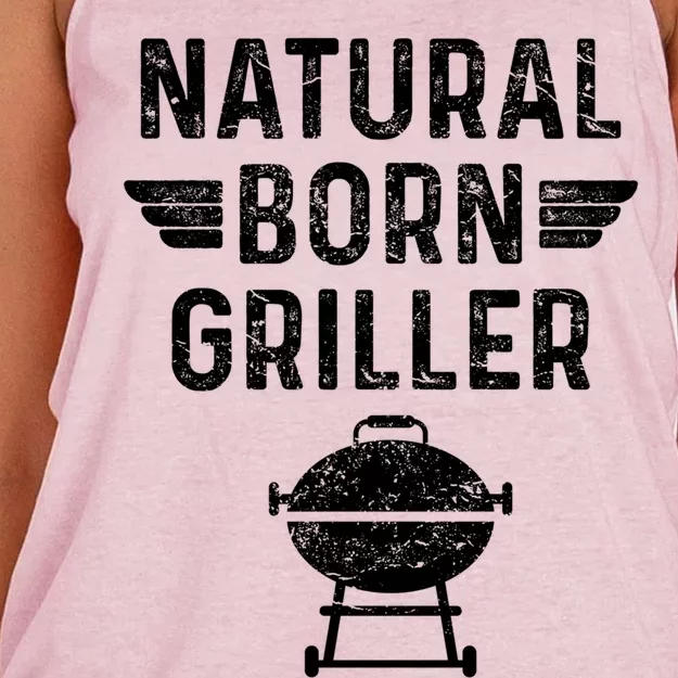 Natural Born Griller Barbecue Funny Bbq Great Gift Women's Knotted Racerback Tank