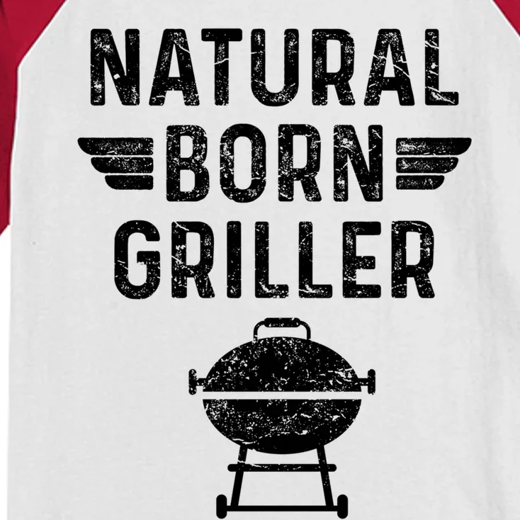 Natural Born Griller Barbecue Funny Bbq Great Gift Kids Colorblock Raglan Jersey