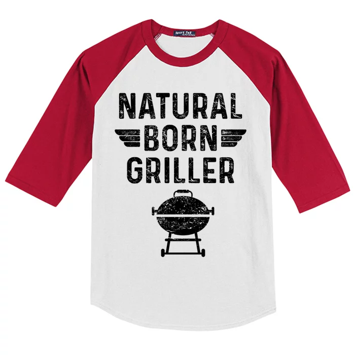 Natural Born Griller Barbecue Funny Bbq Great Gift Kids Colorblock Raglan Jersey