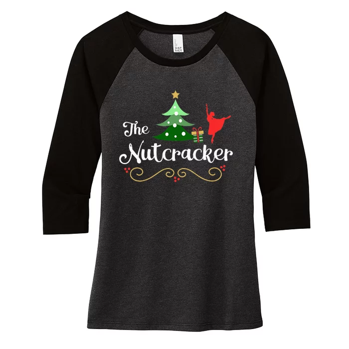 Nutcracker Ballet Gift For Girl Clara & Tree Nutcracker Women's Tri-Blend 3/4-Sleeve Raglan Shirt