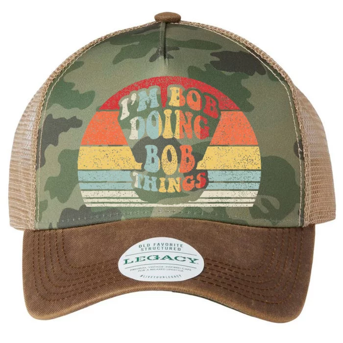 Name Bob Gift Vintage Retro IM Bob Doing Bob Things Legacy Tie Dye Trucker Hat