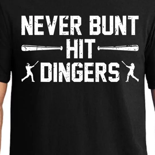 Never Bunt Hit Dingers Cool Gift Funny Baseball Cute Gift Pajama Set