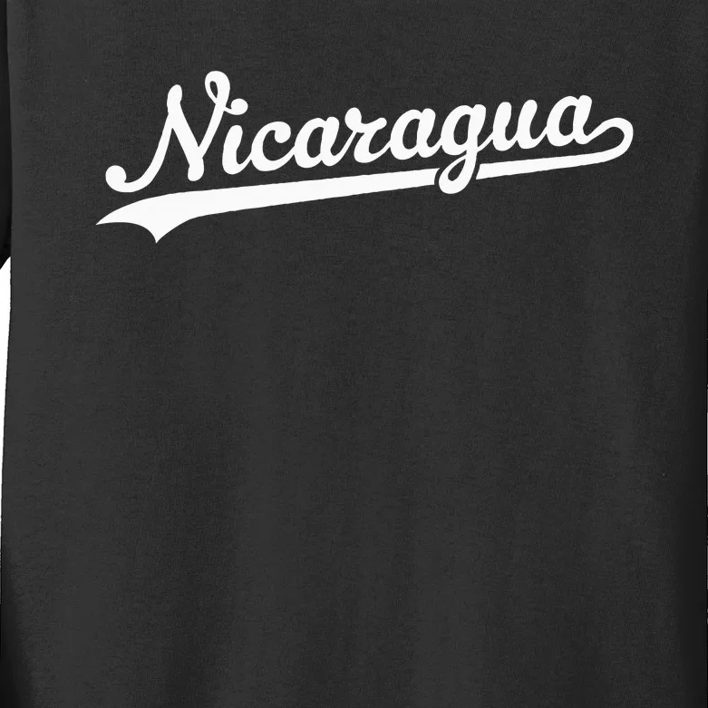 Nicaragua Baseball Jersey Script With Swoosh Kids Long Sleeve Shirt