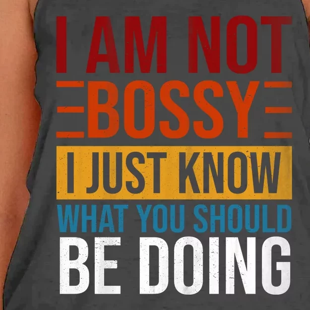 Not Bossy Just Know What I Should Be Doing Funny Sayings Women's Knotted Racerback Tank