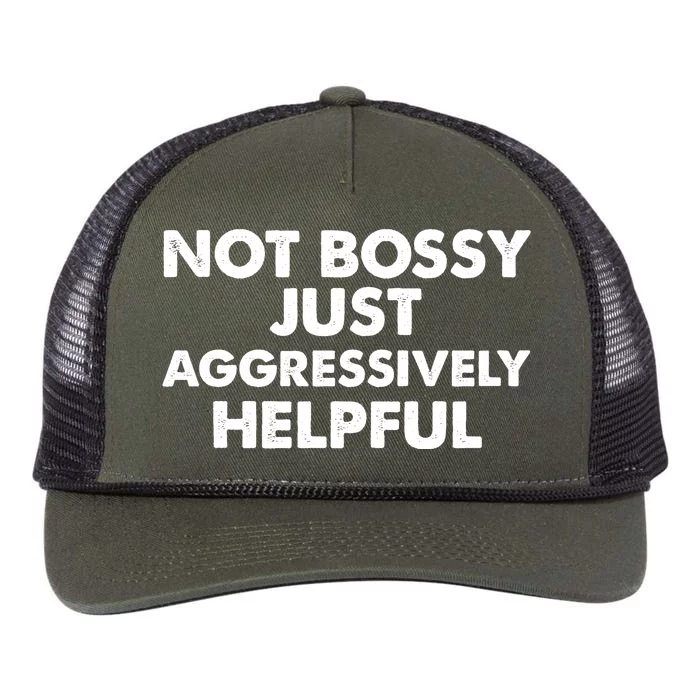 Not Bossy Just Aggressively Helpful Funny Retro Rope Trucker Hat Cap