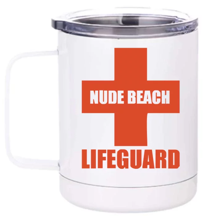 Nude Beach Lifeguard Front & Back 12oz Stainless Steel Tumbler Cup