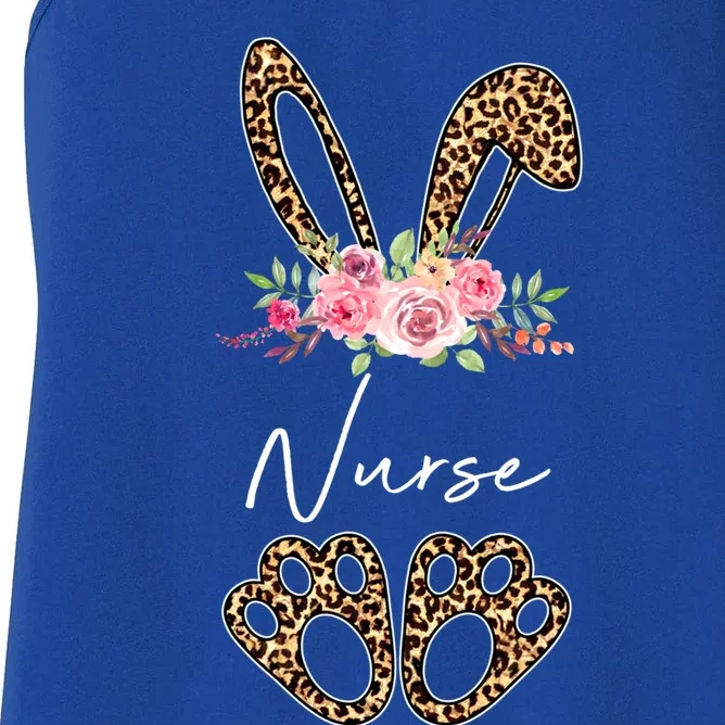 Nurse Bunny Leopard Flowers Easter Funny Gift Women's Racerback Tank