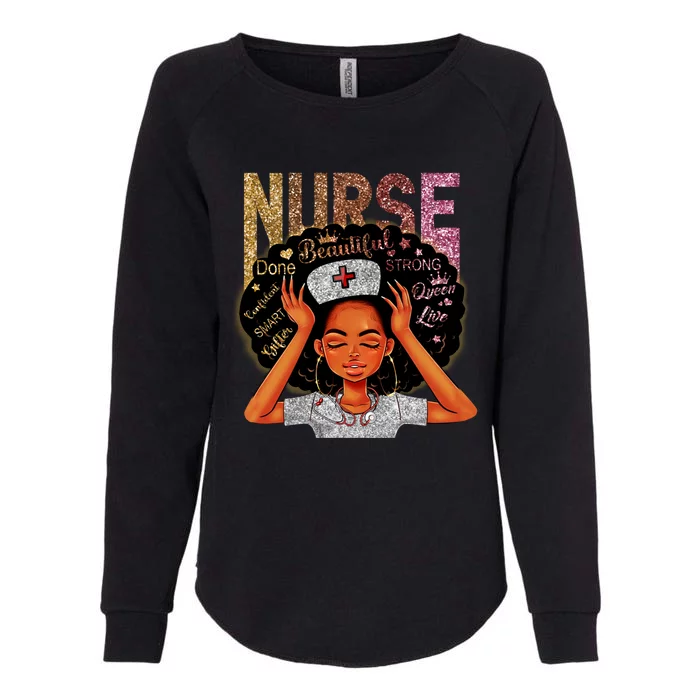 Nurse Black Magic Afro Melanin Queen Black History Gift Womens California Wash Sweatshirt