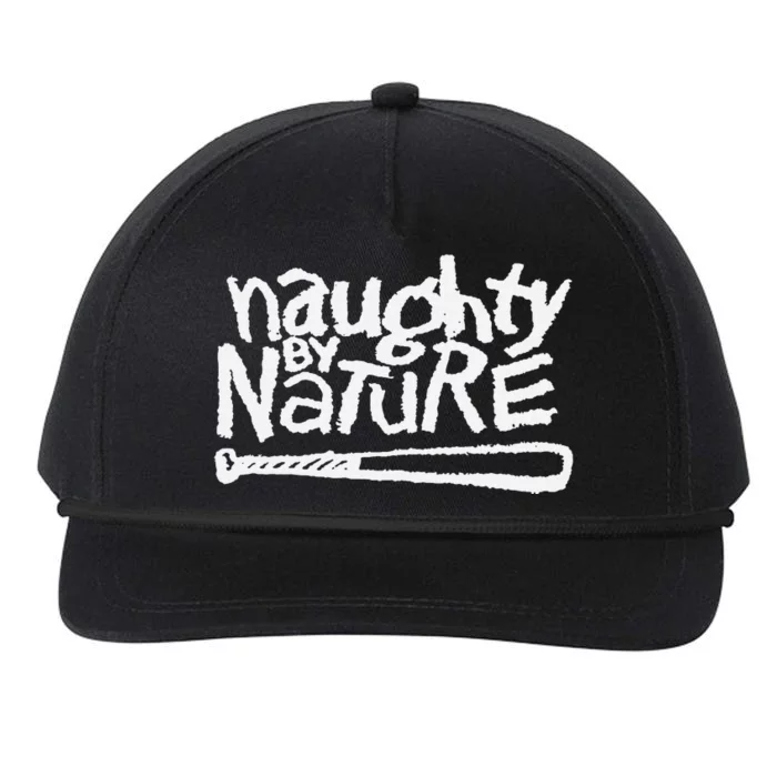 Naughty By Nature – White Classic Logo Snapback Five-Panel Rope Hat