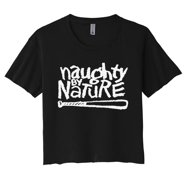 Naughty By Nature – White Classic Logo Women's Crop Top Tee