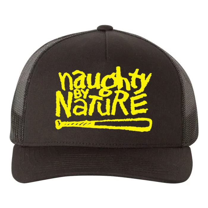 Naughty By Nature – Yellow Logo Black Yupoong Adult 5-Panel Trucker Hat