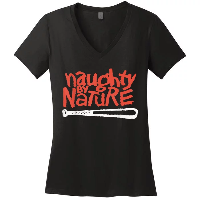 Naughty By Nature – Red Logo Black Gift Women's V-Neck T-Shirt