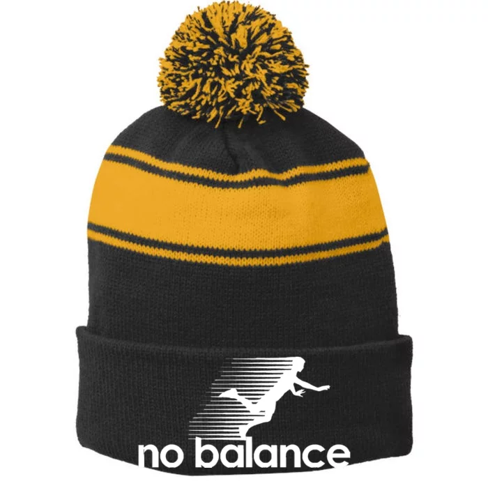 No Balance Stripe Pom Pom Beanie