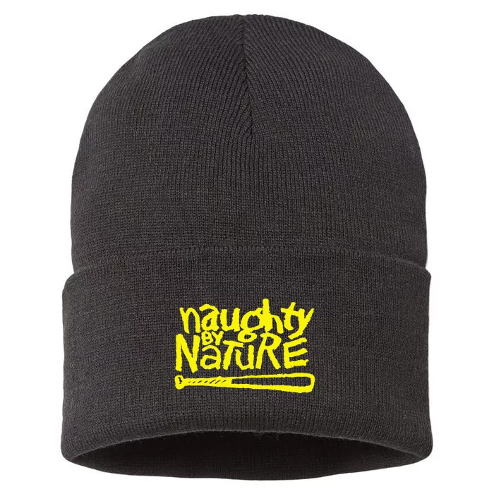 Naughty By Nature – Yellow Logo Black Sustainable Knit Beanie