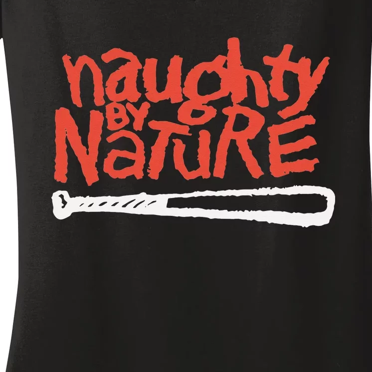 Naughty By Nature – Logo in Red Women's V-Neck T-Shirt