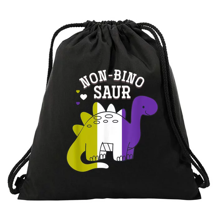 Non Binosaur Non Binary Drawstring Bag