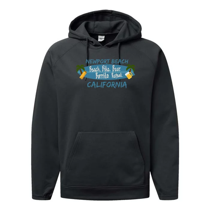 Newport Beach Orange County California Performance Fleece Hoodie