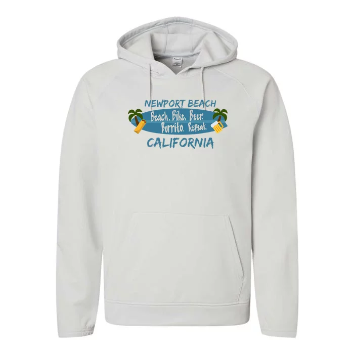 Newport Beach Orange County California Performance Fleece Hoodie