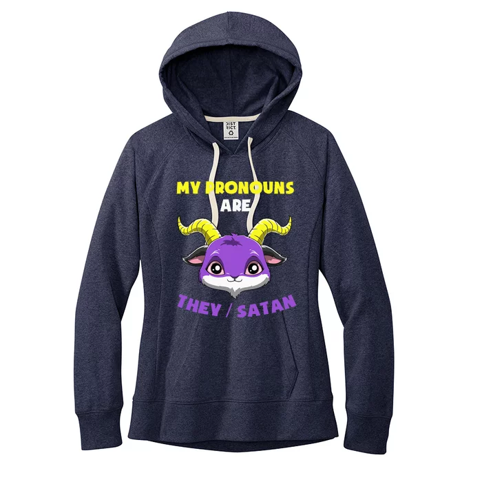 Non Binary Pride Lgbtq Satan Pronouns Women's Fleece Hoodie