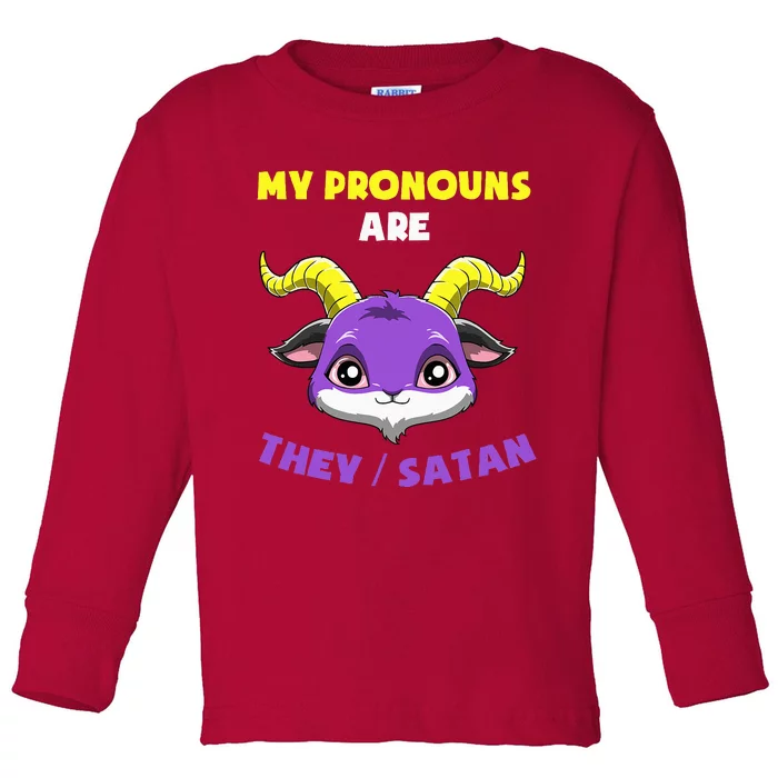 Non Binary Pride Lgbtq Satan Pronouns Toddler Long Sleeve Shirt