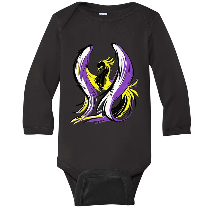 Non Binary Pride Flag Colors Support Baby Long Sleeve Bodysuit