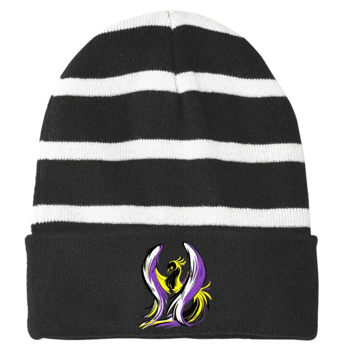 Non Binary Pride Flag Colors Support Striped Beanie with Solid Band