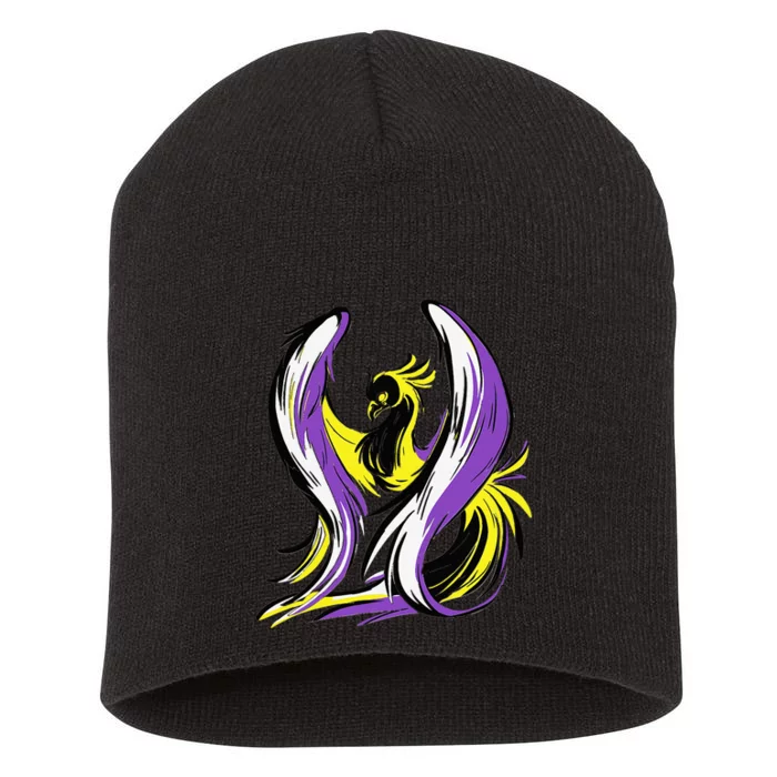 Non Binary Pride Flag Colors Support Short Acrylic Beanie