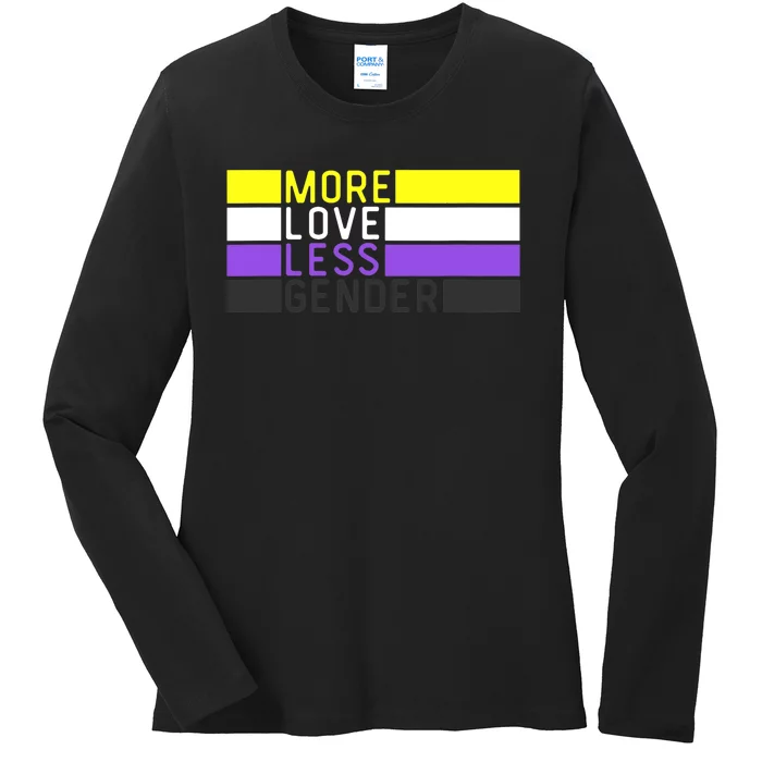 Non Binary Pride, NB More Love Less Gender, LGBTQ Nonbinary Ladies Long Sleeve Shirt