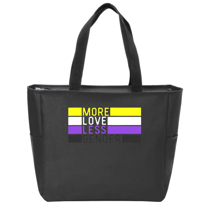 Non Binary Pride, NB More Love Less Gender, LGBTQ Nonbinary Zip Tote Bag