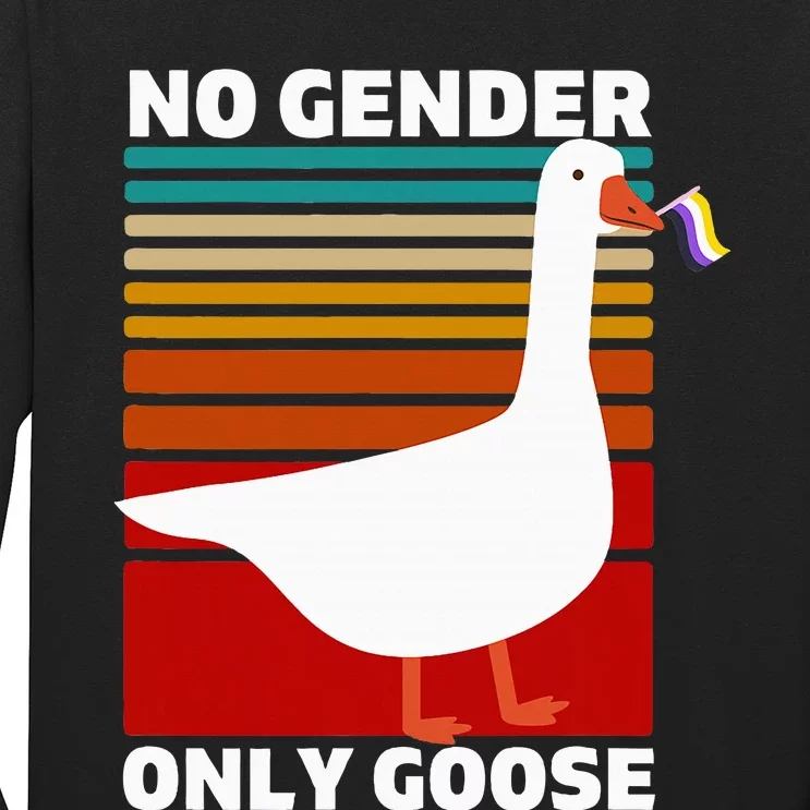 Non Binary Pride Funny No Gender Only Goose Lgbtq Enby Flag Long Sleeve Shirt