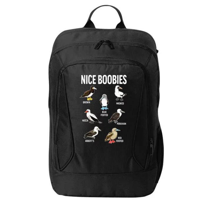 Nice Boobies Pun Adult Joke Funny Bird Lover Birdwatcher City Backpack