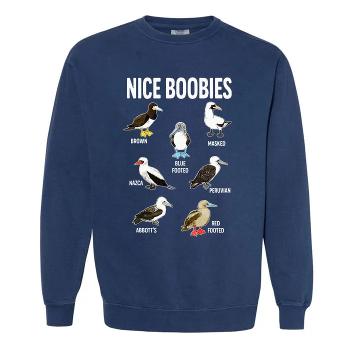 Nice Boobies Pun Adult Joke Funny Bird Lover Birdwatcher Garment-Dyed Sweatshirt