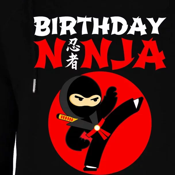 Ninja Birthday Party Theme Gift for Boy - Birthday Ninja Womens Funnel Neck Pullover Hood