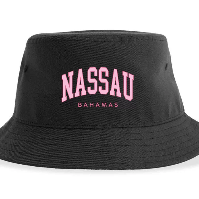 Nassau Bahamas Preppy Retro Pink Souvenir Sustainable Bucket Hat