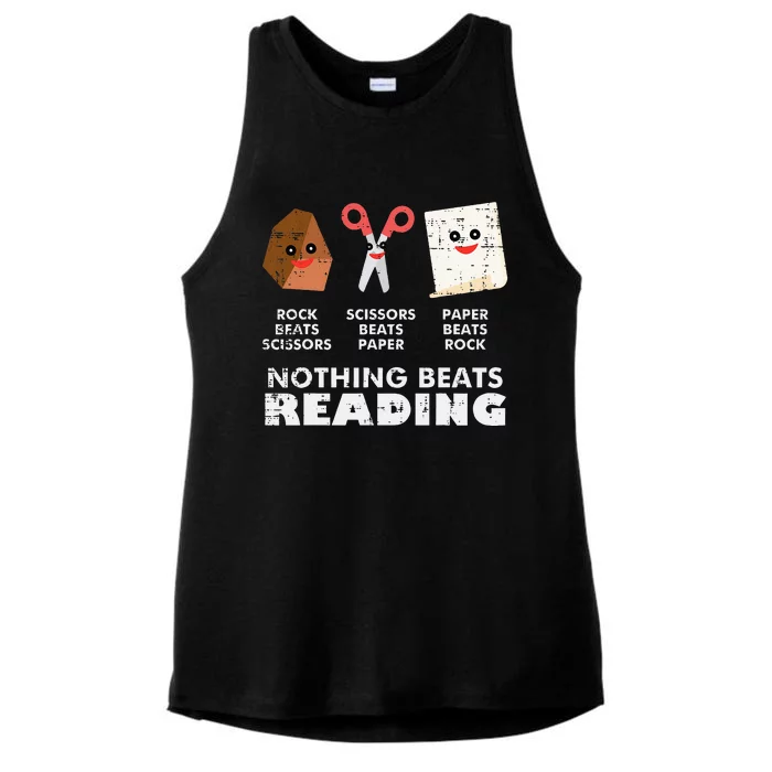 Nothing Beats Reading Book Librarian Across America Ladies Tri-Blend Wicking Tank