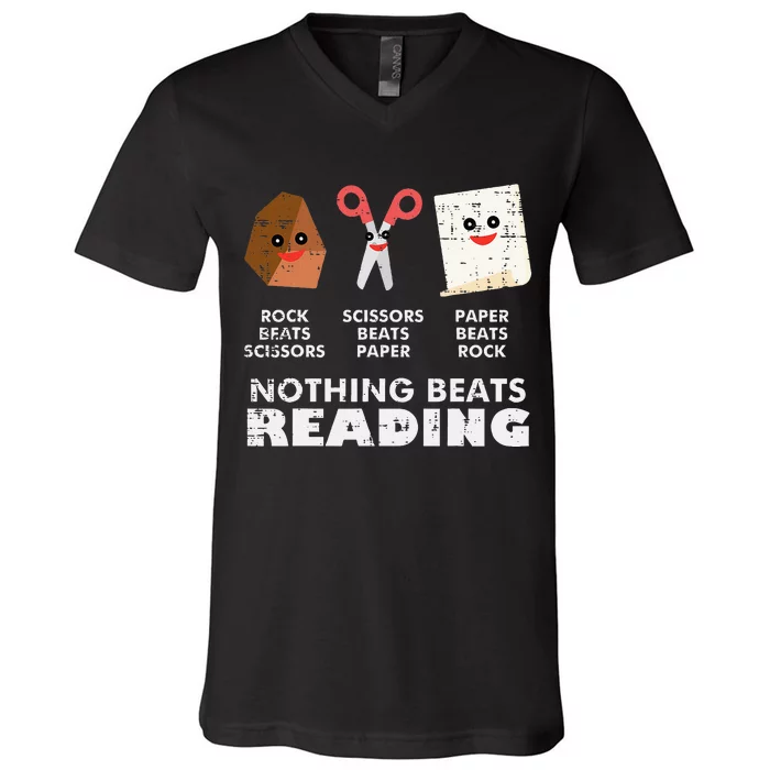 Nothing Beats Reading Book Librarian Across America V-Neck T-Shirt