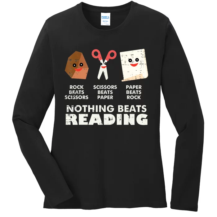 Nothing Beats Reading Book Librarian Across America Ladies Long Sleeve Shirt