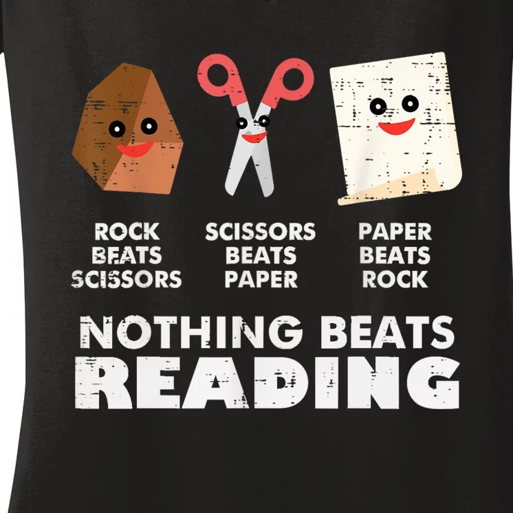 Nothing Beats Reading Book Librarian Across America Women's V-Neck T-Shirt